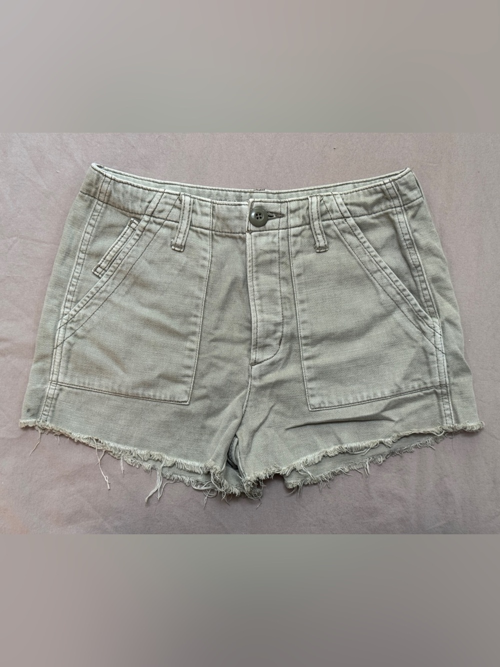 American Eagle Outfitters Light Taupe Frayed Hem Jean Shorts